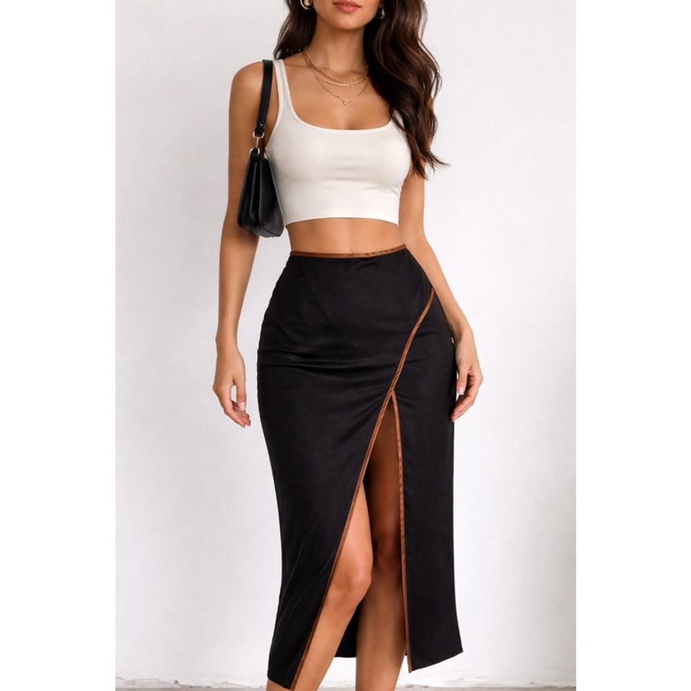 Alice in the Eve Asymmetrical Midi Skirt Clean Girl Model Quiet Luxury Y2K S - Picture 11 of 12